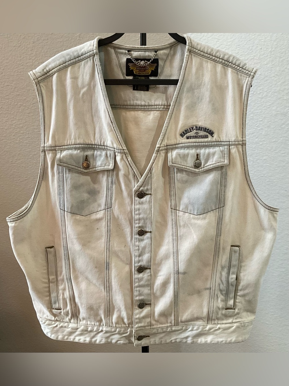 Harley-Davidson Men's White Denim Vest
